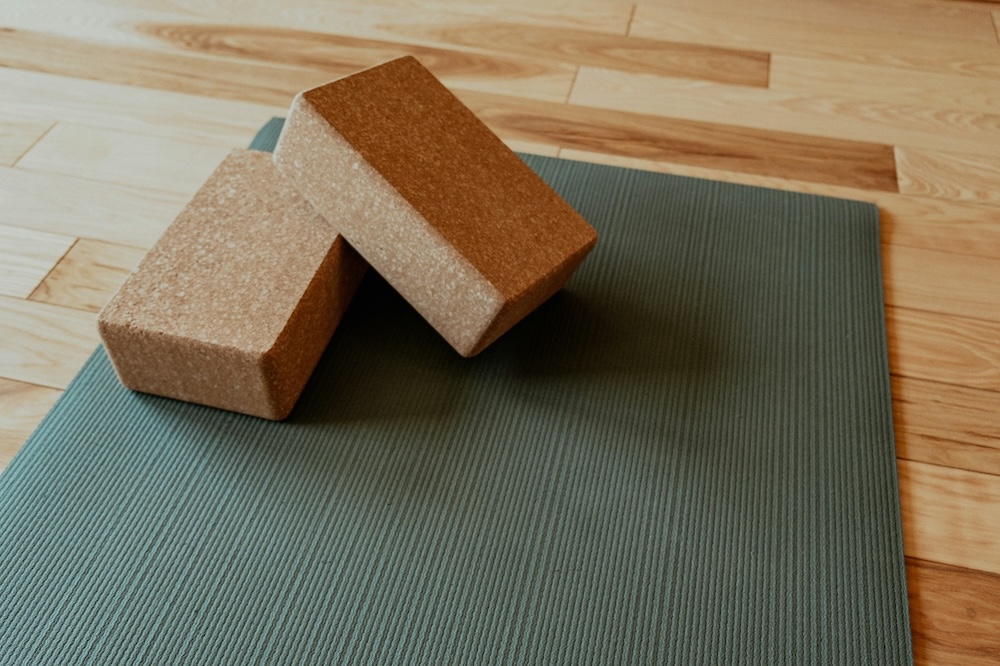 yoga mat and blocks